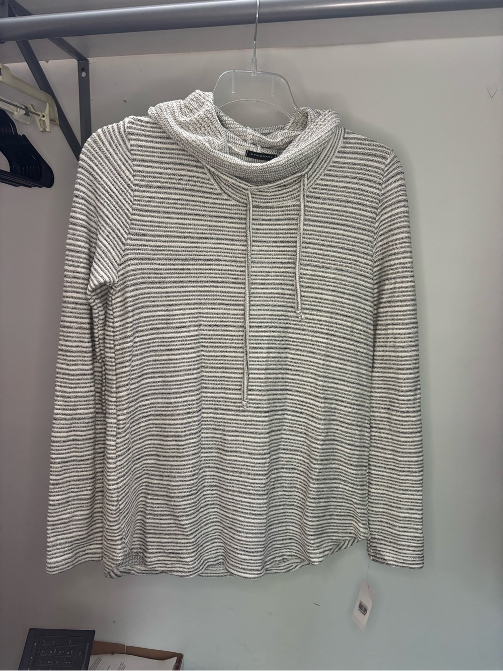 Staccato Cream & Gray Striped Cowl Neck Sweater